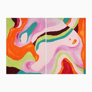 Perrine Honoré, Sinnliches Diptychon, 2024, Acrylmalerei und Ölkreide auf Aquarellpapier