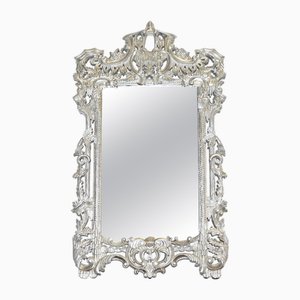 Espejo de pared italiano vintage estilo Barroco plateado pintado a mano
