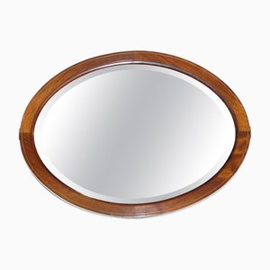 Antique Edwardian Oval Wall Beveled Mirror, 1910s