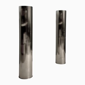 Lampade da terra vintage in acciaio inossidabile di Targetti, anni '70, set di 2