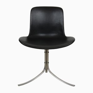 PK-9 Chair in Black Aura Leather by Poul Kjærholm