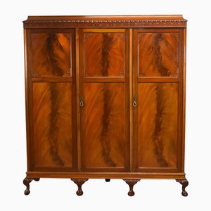 Edwardian Flame Mahogany Triple Wardrobe, 1905