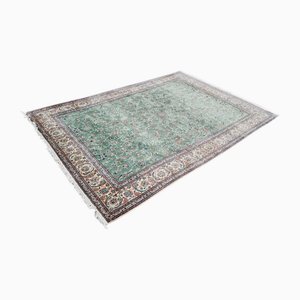 Vintage Hand-Knotted Mint Green Nain Rug in Wool, 1990s