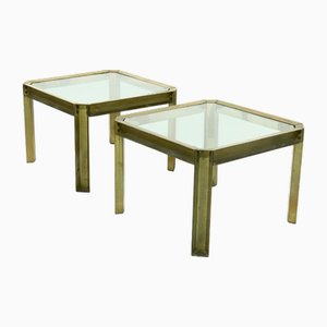 Modell T09 Beistelltische aus Messing & Glas von Peter Ghyczy, 1970er, 2er Set