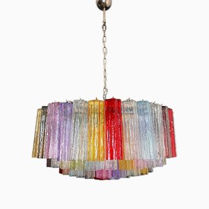 Large Murano Glass Chandelier with 101 Multicolored Tube Glasses, 1990s