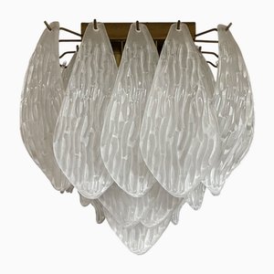 Deckenlampe mit geschnitzten Milchglasblättern, 1990er