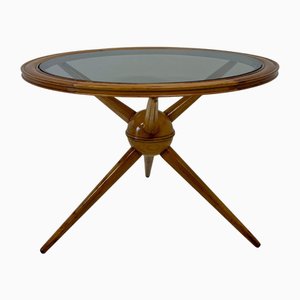 Tavolino da caffè in acero e vetro fumé di Cesare Lacca, Italia, anni '50