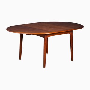 Table de Salle à Manger Ronde en Teck avec Rallonge Papillon par Svend Aage Madsen pour K. Knudsen, 1960s