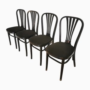Vintage Black Wooden Dining Chairs from Stol Kamnik, 1970s, Set of 4