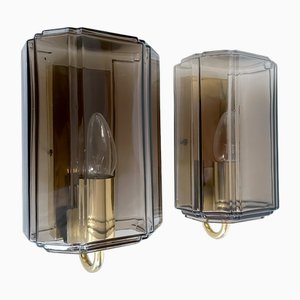 Vintage Glass Sconces from Glashütte Limburg, 1970s, Set of 2