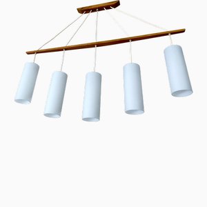 Lampada a sospensione grande in vetro e verde acqua, Scandinavia, anni '60