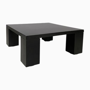 Italian Modern Squared Coffe Table in Black Wood, 1980s