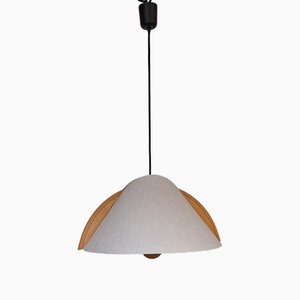Lampada da soffitto vintage in acero con paralume lunopal di Domus, anni '70