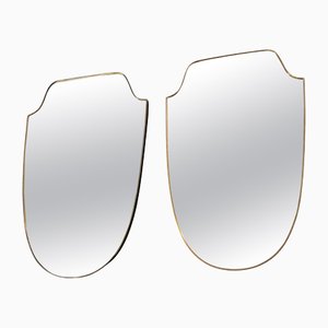 Vintage Spiegel aus Vergoldetem Messing, 1950er, 2er Set