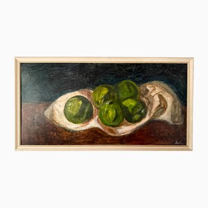 Still Life of Apples on a Cloth, 1950s, Acrylic Painting