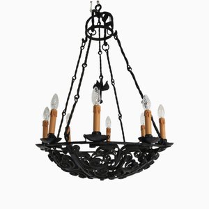 Antiker Kronleuchter aus Schmiedeeisen, 1800er