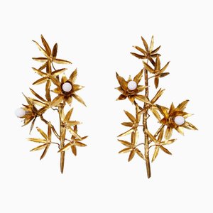 Large Brass Wall Sconces from Maison Jansen, 1960s, Set of 2