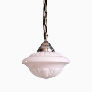 Art Deco Pendant Light in White Opaline from Philips, 1930s