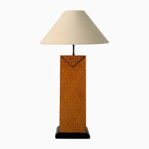 Mid-Century Geometric Rattan Lamp, Italy, 1950s