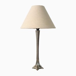 Art Nouveau Cast Pewter Table Lamp, Belgium, 1910s