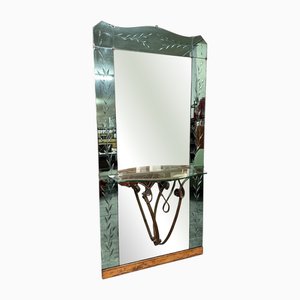 Specchio in stile veneziano con consolle di Crystal Art, anni '50