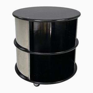 Table de Chevet Moderne en Acier et Bois Noir, Italie, 1970s