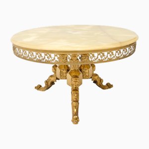 Vintage French Brass and Onyx Coffee Table, 1930s