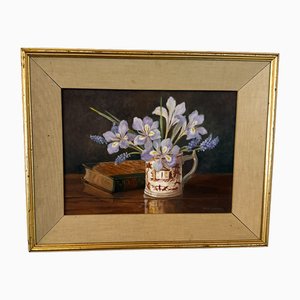 May Palmer, Still Life of Flowers in Vase, 1960s, Oil Painting, Framed