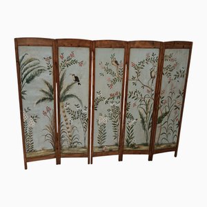 5-Panel Jungle Screen in Oil Painted Canvas