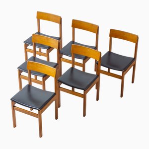 Abstracta Esszimmerstühle aus Buche von Jos de Mey für Van den Berghe-Pauvers, Belgien, 1960er, 6er Set