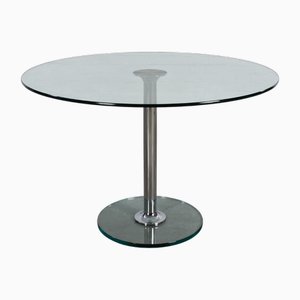 Table de Salle à Manger Moderne en Verre et Chrome par P. Draenert, 1980s