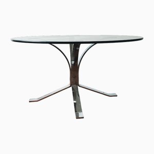 Space Age Glass and Chrome Coffee Table, 1970s