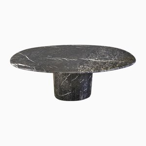 Vintage Oval Black Marble Dining Table, 1970s