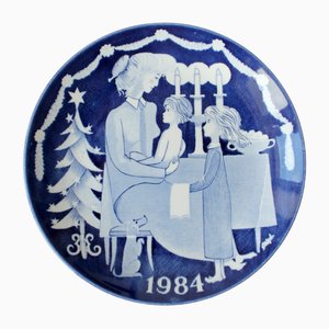 Piatto natalizio Jultallrik in porcellana di Stig Lindberg per Gustavsberg, Svezia, 1984