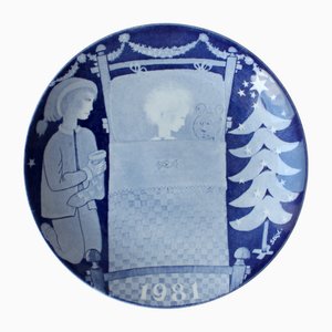 Jultallrik Weihnachtsteller aus Porzellan von Stig Lindberg für Gustavsberg, Schweden, 198