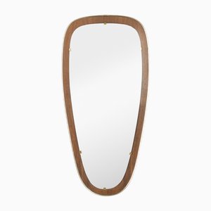 Vintage Mirror in Teak and Brass, 1950s
