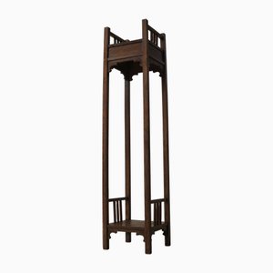 Tall Dutch Art Nouveau Pedestal with Copper Details, 1910s