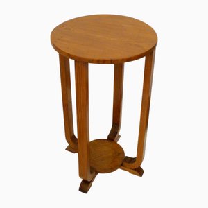 Guéridon Art Déco en Bois avec Plateau Rond, 1930s