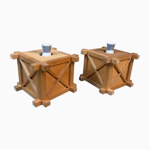 Japanische Shinto Sakaki Blumenständer aus Kiso Hinoki Holz, 1970er, 2er Set