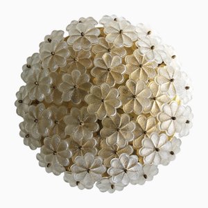 Lampada da soffitto Mid-Century floreale in vetro di Murano di Ernst Palme per Palwa, Germania, anni '60
