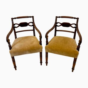 Antique George III Mahogany Desk Chairs, 1800s, Set of 2