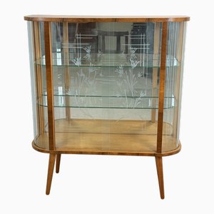 Art Deco Vitrine mit Blumengravur, 1950er