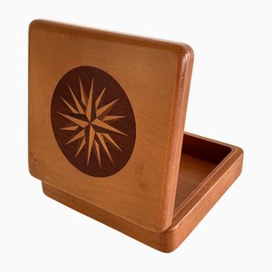 Italian Wooden Decorative Box with Wind Rose, 1970s