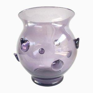 Vintage Amethyst Blown Murano Glass Vase with Bugne in the style of Zecchin