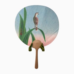 Japanese Singing Bird Takashimaya Fan by Shūkei, 1960s