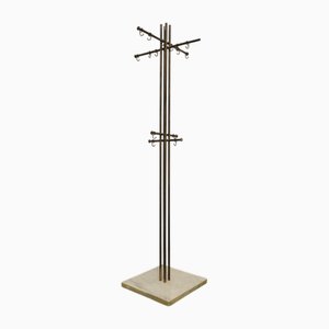 Modern Marble and Brass Coat Rack by Renato Zevi for Metalarte, 1970s