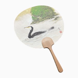 Japanischer Kormoran Takashimaya Fächer von Shōen, 1960er