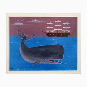 Matt Rix, Sperm Whale and Sailing Ship, 2000s, Oil on Canvas