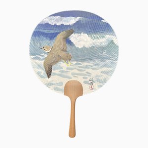 Japanese Seabird in Flight Takashimaya Fan by Gendō, 1960s