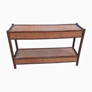 Table Console en Bambou et Osier, 1980s